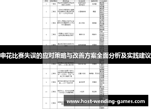 申花比赛失误的应对策略与改善方案全面分析及实践建议